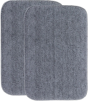MAA HOME CONCEPT Microfiber Bathroom Mat(Grey, Medium, Pack of 2)