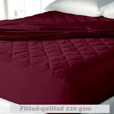 CRAZY WORLD Fitted Double, King Size Breathable, Stretchable, Waterproof Mattress Cover(Maroon)