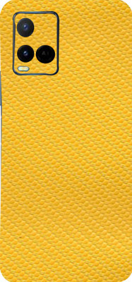 Mclaxa Lemon Yellow Carbon Fiber Mobile Back Skin, Yellow Carbon Fiber, VIVO Y 21 T Mobile Skin(Yellow Carbon Fiber With Super Matte Finish..)