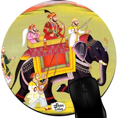 Raavi colors Elephant Printed Non-Slippery Rubber base Rectangle Non Slip Base Mousepad(Multicolor)