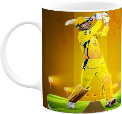 PrintingZone Ms Dhoni mug Captain Cool Mahi CSK Chenai Super King dhoni Cup (F) Ceramic Coffee Mug(350 ml)