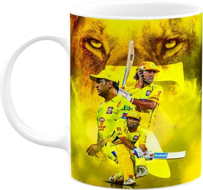 PrintingZone Ms Dhoni mug Captain Cool Mahi CSK Chenai Super King dhoni Cup (H) Ceramic Coffee Mug(350 ml)