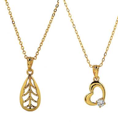 PYR Fashion Combo 18K Gold Plated Love Pendant with Chain for Girls Women Girlfriend Ladies Gold-plated Brass Pendant Set