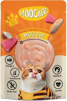 Moochie Food Grain-Free Gravy Cat Treat Mousse with Salmon 85g.(12Pouch X 85g) Salmon Cat Treat(1.16 kg, Pack of 12)