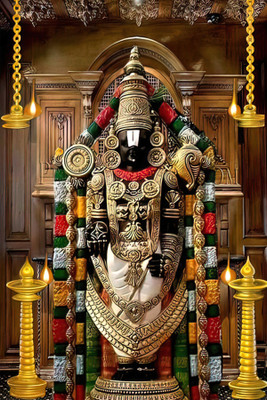 wallpics 60.96 cm God Tirupati Balaji hindu Religious Vinyl Sticker for home décor Self Adhesive Sticker(Pack of 1)