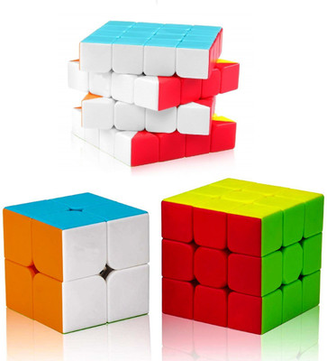 D ETERNAL Speed Cube Combo Set of 2x2 3x3 4x4 Magic Cubic Twisty Puzzle Bundle Game Toy(3 Pieces)