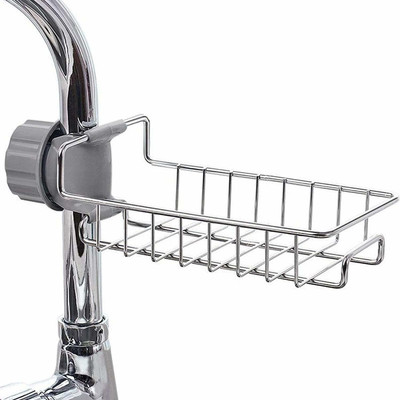 MADDELENA Sponge Scrubber Holder Storage Hanging Shelf Draining Bathroom Tap(Silver)
