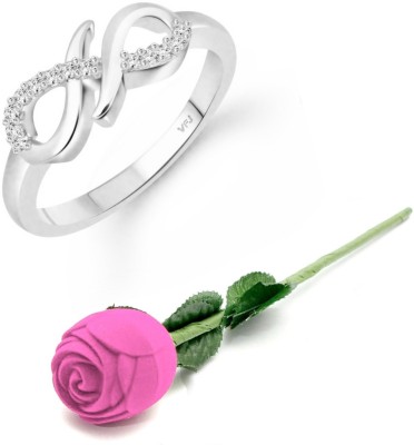 VIGHNAHARTA valentine day ring rose box Stylish (CZ) Rhodium Plated Ring Alloy Cubic Zirconia Rhodium Plated Ring