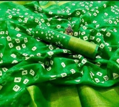 Marabout Printed Bollywood Cotton Silk Saree(Green)