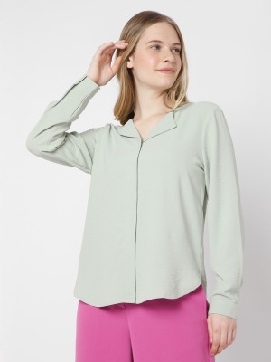 VERO MODA Women Solid Casual Green Shirt