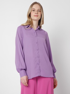 VERO MODA Women Solid Casual Purple Shirt