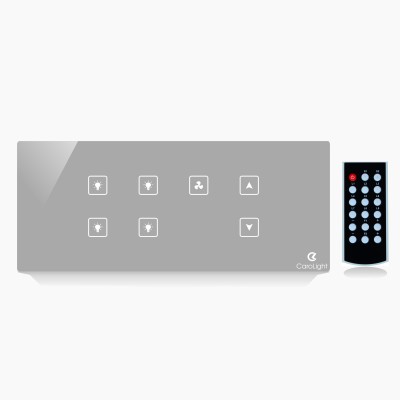 carolight technologies Touch Remote Switch Board for 4 Lights & 1 Fan Smart Switch(Grey)