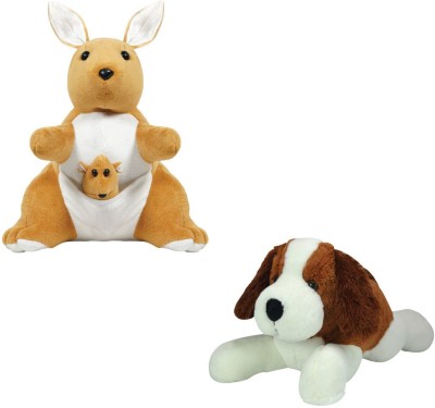 ULTRA Kids Combo Of kangaroo & Laying Do Stuffed Toy(Pack Of 2 Multicolor)  - 20 cm(Light Brown, White, Brown)