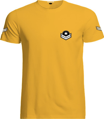 LazyChunks Solid Men Round Neck Yellow T-Shirt