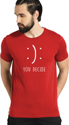ADRO Typography Men Round Neck Red T-Shirt