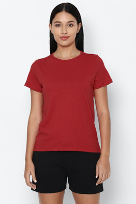 Allen Solly Solid Women Round Neck Red T-Shirt