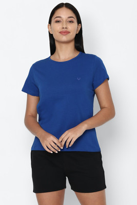 Allen Solly Solid Women Round Neck Blue T-Shirt