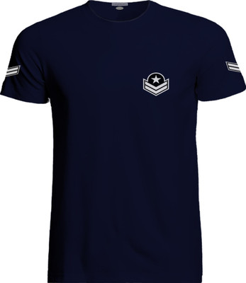 LazyChunks Solid Men Round Neck Navy Blue T-Shirt