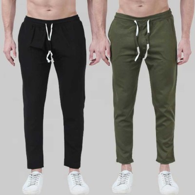 AASHI FASHIONS Solid Men Black, Green Track Pants