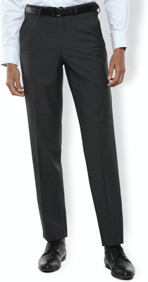 VAN HEUSEN Regular Fit Men Black Trousers