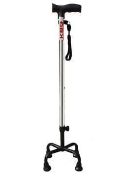 KBG Surgical 4 Leg Black Base With Extra Support Height Adjustable Old Age Patient Walking Stick