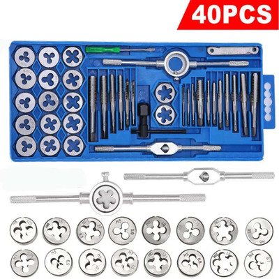 uptodatetools 40pcs Tap Die Set External Thread Cutting Tapping Hand Thread Screwdriver Single Sided Speciality(Pack of 1)