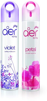 Godrej Aer Freshener Violet Valley Bloom&Petal Crush Pink-Home&Office|Pack of 2(240ml each) Spray(2 x 120 ml)