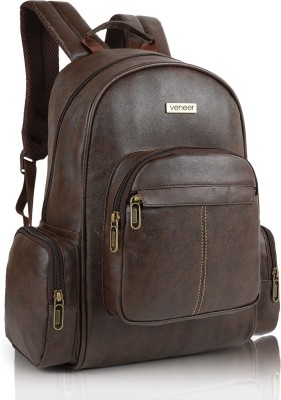 Veneer PU Leather Mini Casual Backpack Bags For School, College, Tuition, office Bag 22 L Laptop Backpack(Brown)