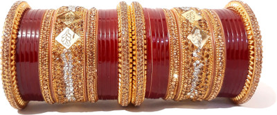 rkdenterprises Plastic Cubic Zirconia Gold-plated Bangle Set