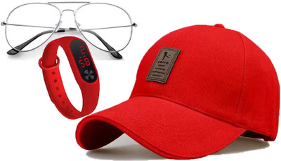FLEXCY Self Design Sports/Regular Cap Cap(Pack of 3)