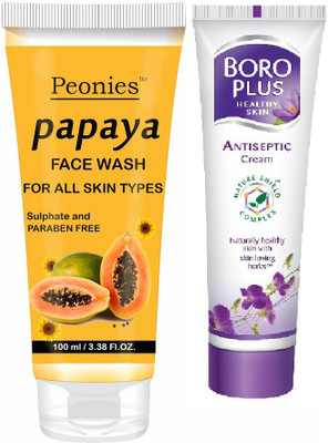 BOROPLUS Antiseptic Cream 40ml & Papaya Face Wash 100ml(2 Items in the set)