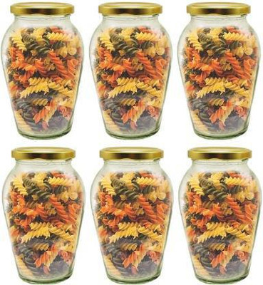 PINJAS Glass Grocery Container  - 1050 ml(Pack of 6, Clear)