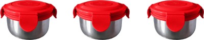 Prosila Steel Utility Container  - 300 ml(Pack of 3, Red)