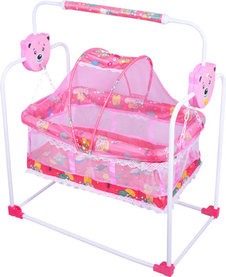 AMAKART Baby Swing Cradle Jhula with Mosquito Net for New Born Baby(Pink)