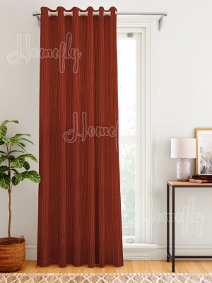 HOMEFLY 210 cm (7 ft) Cotton Room Darkening Door Curtain Single Curtain(Striped, Brown)