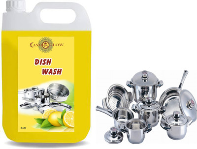 casmoglow Dishwash Liquid Gel Lemon Jar with ,Lemon fragrance jar ,Non Acidic Dishwashing Dish Cleaning Gel(Lemon, 5 L)
