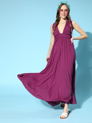 Berrylush Women Maxi Purple Dress