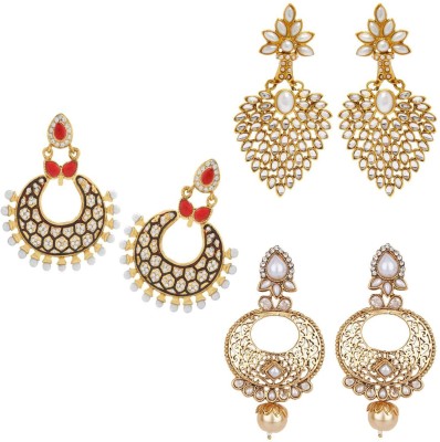 Jewels Capital Trendy Collection Cubic Zirconia, Pearl Alloy Drops & Danglers, Earring Set, Chandbali Earring