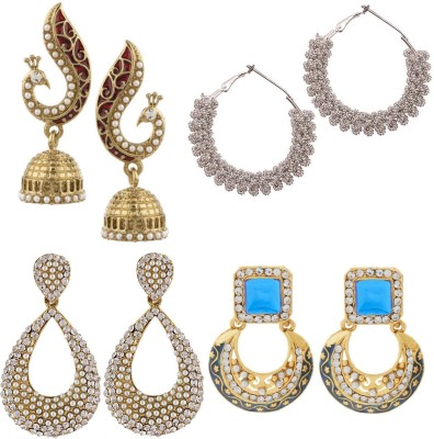 Jewels Capital Stylish Earrings Set Cubic Zirconia, Pearl Alloy Earring Set