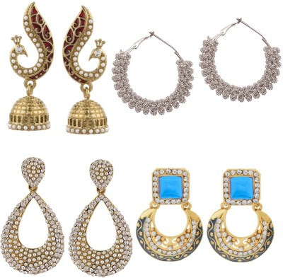 Bhana Jewells Stylish Earrings Set Cubic Zirconia, Pearl Alloy Drops & Danglers, Earring Set, Chandbali Earring, Jhumki Earring, Hoop Earring