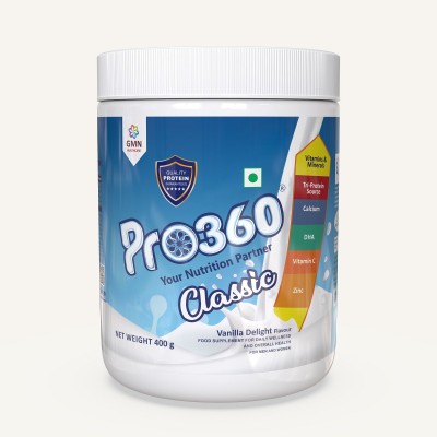 PRO360 Classic Protein Drink Supplement Powder Family Nutrition for Men and Women - (Vanilla Delight Flavour)(400 g)