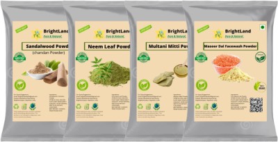 Brightland Sandalwood face pack neem multani mitti Masoor Dal powder 40gm each(160 g)