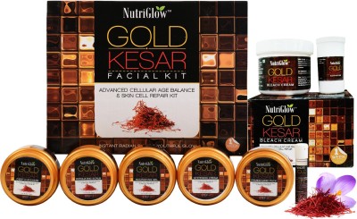NutriGlow Gold Kesar Facial Kit (250+10)g with bleach and Makeup Kit(4 x 0.25)