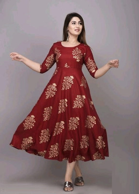 Kapil Fashion Flared/A-line Gown(Red)