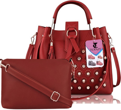 TCRAZY Women Maroon Shoulder Bag(Pack of: 2)