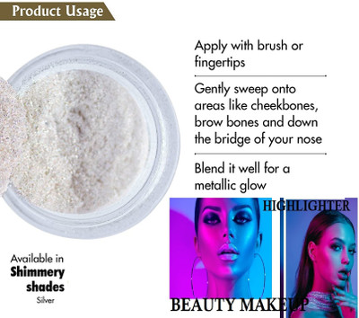 Amaryllis New Silver Shimmery Shiny Face Makeup Shimmer Powder(Silver)