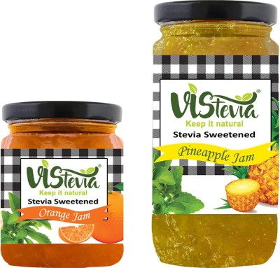 Vistevia Sugar-Free Combo of Orange & Pineapple Jam | Pack of 2 - 220g & 400g 620 g(Pack of 2)