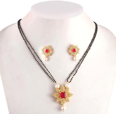 JEM Brass Gold-plated Red Jewellery Set(Pack of 1)