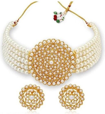 Laksh Alloy Gold-plated White Jewellery Set(Pack of 1)