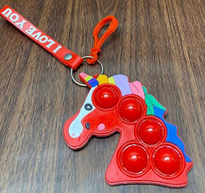 AMANVANI Unicorn Key Ring Key Ring Pop It ,Push Pop Bubble Fidget (Pack of 1 for Girls) Key Chain